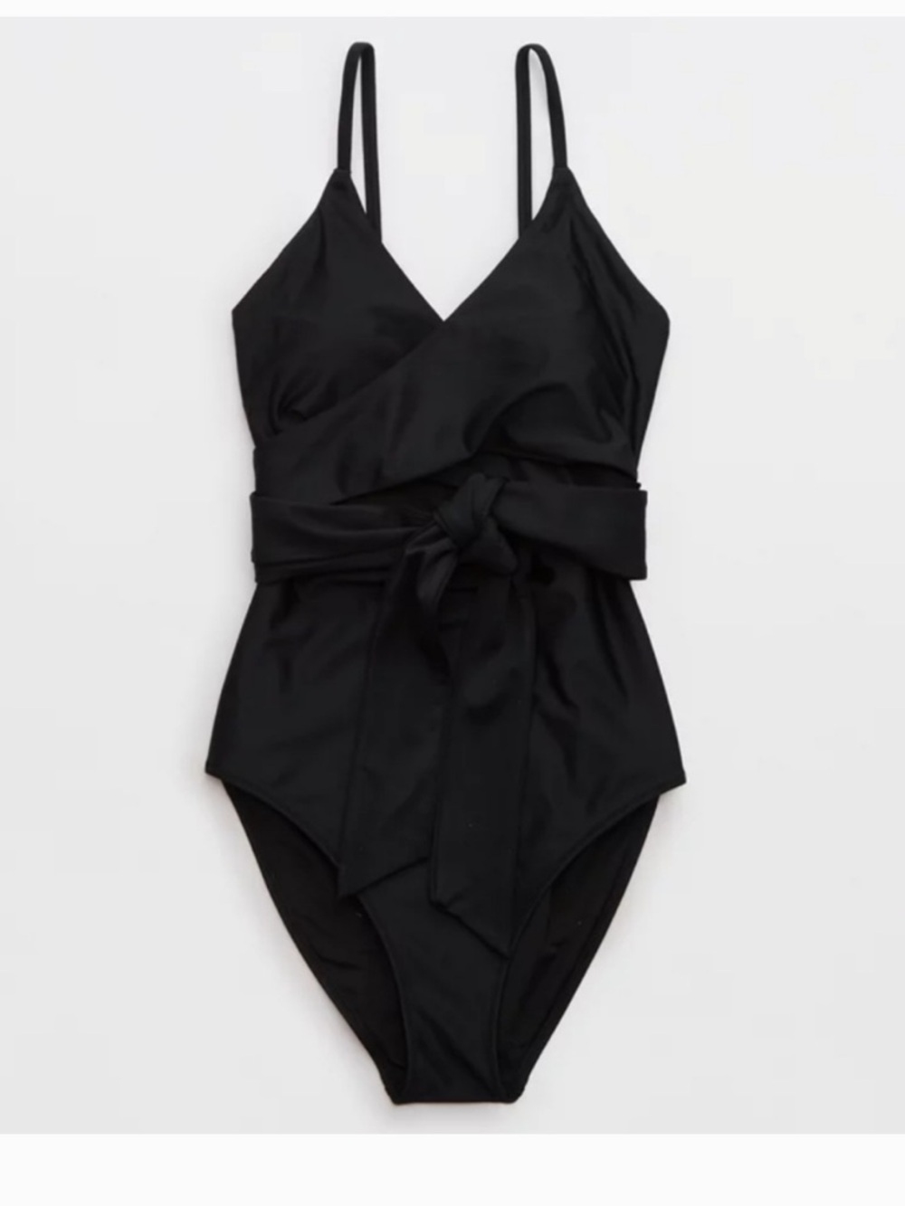 aerie Black One-Piece Swimsuit with wrap Detail. Size M